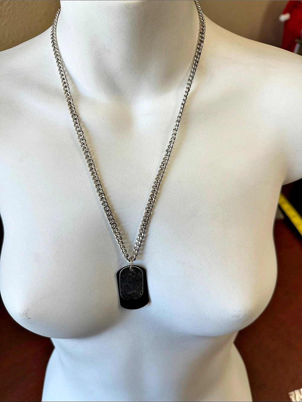 GUESS Silver & Black Pendant Necklace NWT